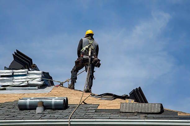 Professional Storm Damage Roof Repair technician working in Marshall, MI